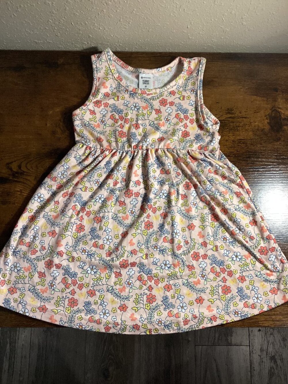 Pink Floral Sleeveless Fit & Flare Dress